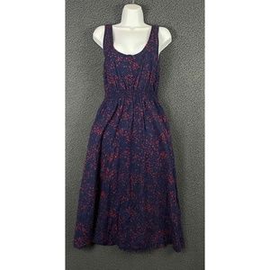 Floral Print Tank Midi Dress Navy Red Urban Outfitters "Cooperative" M